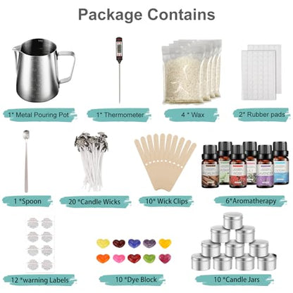Haccah Complete Candle Making Kit,Candle Making Supplies,DIY Arts and Crafts Kits for Adults,Beginners,Kids Including Wax, Wicks, 6 Kinds of