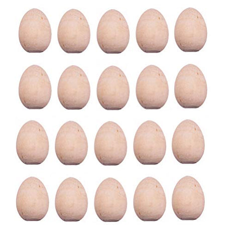 Kisangel 20pcs Unfinished Wood Eggs Smooth Flat Bottom Wooden Easter Craft Eggs for Easter Display Smooth Ready to Paint and Decorate Kisangel