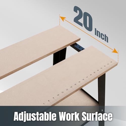 POWERTEC UT1002 Universal Tool Stand w/ MDF Split Top Expands to 20"x25" & Storage Shelf, 32" Working Height Tool Table for Benchtop Planers, Band POWERTEC