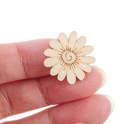Unfinished Wood Flower Cutouts: 200Pcs Wood Slices Wooden Leaves Discs Ornaments for Painting DIY Crafts Painting Tags Home Decorations