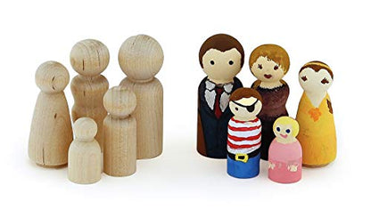Hygloss Wood Peg Dolls – Craft Paintable Birchwood Doll People – Assorted Family, 40 Pieces