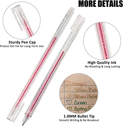 SMOOTHERPRO Glitter Gel Pens 1.0mm Metallic Vibrant Sparkle Colorful Pen 18 Colors for Coloring Calligraphy Cards Journal Drawing (SC623-18) SMOOTHERPRO