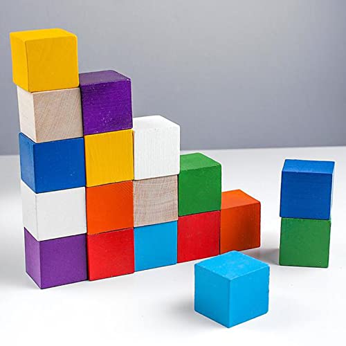 KEILEOHO 100 PCS 1.25 Inch Small Wooden Blocks, Unfinished Wooden Cubes, Solid Blank Square Blocks for Crafts, Painting, Puzzle Making, Decorating, KEILEOHO