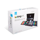 KINGART Mixed Media Art Set, 2-Drawer Wooden Case, Pencils, Pastels, Paints, Brushes, Erasers, Sharpener, Palette Knife, Palette, Painting, Drawing, KINGART