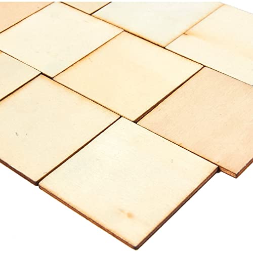 Juvale 60 Pieces 2x2 Wood Squares for DIY Crafts, Unfinished Wooden Cutout Tiles for Painting Juvale