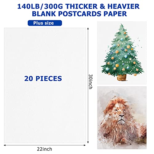 Fuutreo 20 Sheets Watercolor Paper 22 x 30" Large 140 lb Heavyweight Drawing Paper White Painting Art Paper for Beginners, Artists and Professionals Fuutreo