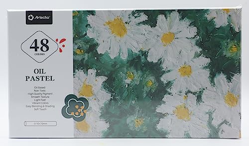 Artecho Oil Pastels Set of 48 Colors, Soft Oil Pastels for Art Painting, Drawing, Blending, Oil Crayons Pastels Art Supplies for Artists, Beginners, Artecho