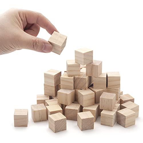 Unfinished Wooden Blocks for Crafts 1 inch, 50PCS Blank Wood Blocks for Crafting, Natural Wood Cubes Solid Wooden Square Blocks for Baby Shower, Kids - WoodArtSupply