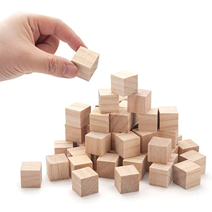 Unfinished Wooden Blocks for Crafts 1 inch, 50PCS Blank Wood Blocks for Crafting, Natural Wood Cubes Solid Wooden Square Blocks for Baby Shower, Kids - WoodArtSupply