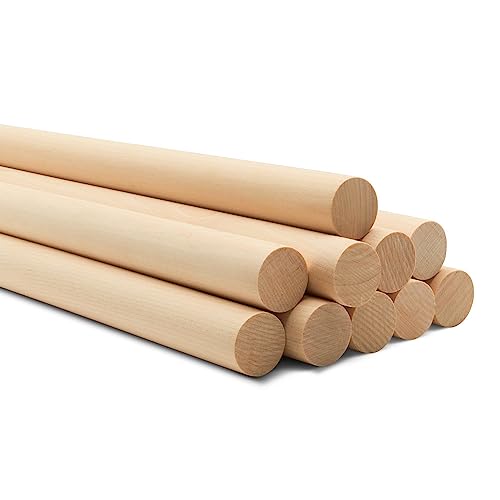 Dowel Rods Wood Sticks Wooden Dowel Rods - 1 x 48 Inch Unfinished Hardwood Sticks - for Crafts and DIYers - 10 Pieces by Woodpeckers Woodpeckers
