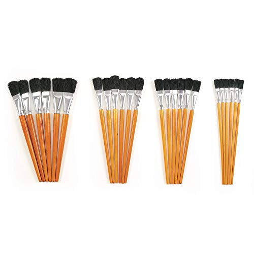 Colorations Wooden Paint Brushes, Natural Bristles, Set of 24, 10 inch paint brushes, 4 Different Widths, 6 of each, Classroom, Painting, Kids Colorations