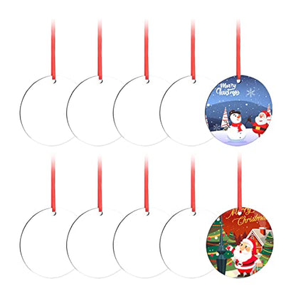 Valyria Sublimation Ornaments Blanks Bulk MDF Sublimation Christmas Ornament Blanks White Blank Christmas Tree Hanging Ornaments for Crafting DIY