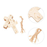 Sewroro 50 Sets Unfinished Wood Cutout DIY Cross Shaped Wood Pieces Blank Wood Cross with Hemp Ropes for DIY Projects Crafts Xmas Tree Hanging Sewroro