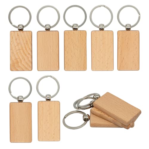 Wood Engraving Blanks Rectangle Blank Wooden Key Chain Wood Blanks for Keychains 20 Pack (Width：1.22 inch) TFoRibbon