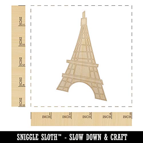 Eiffel Tower Paris France Doodle Unfinished Wood Shape Piece Cutout for DIY Craft Projects - 1/8 Inch Thick - 4.70 Inch Size Sniggle Sloth