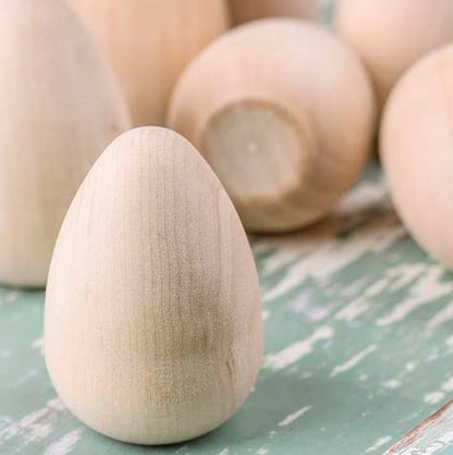 Pack of 54 Unfinished Wood Eggs with Flat Bottoms by Factory Direct Craft - Wooden Natural Blank Eggs for DIY Easter Holiday Crafts - Size: 1-5/8" H - WoodArtSupply