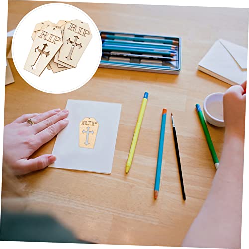 Happyyami 50pcs Ghost Festival Sign Unfinished Wood Chips Unfinished Wood Cutout Halloween Coffin Cutoutcs Halloween Coffin Slices Rip Coffin Wood Happyyami