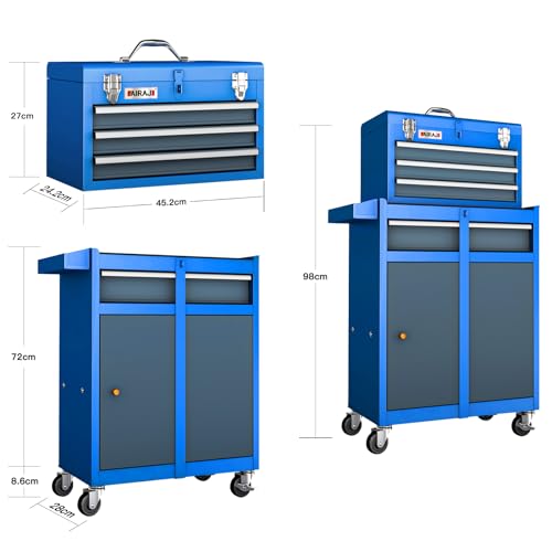 AIRAJ Tool Box Tool Chest,Rolling Tool Box with Wheels & 4 Drawers, Tool Chest Storage Organizer with Portable Toolbox,2-in-1 Tool Cabinet Combo by - WoodArtSupply