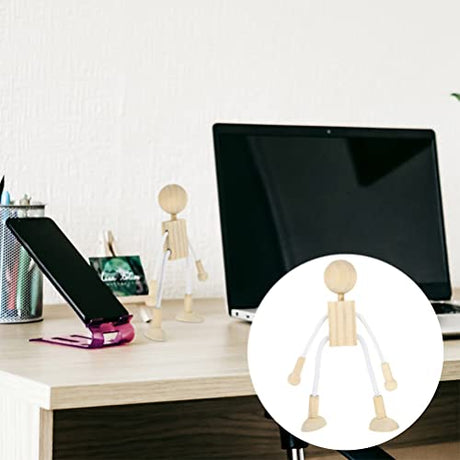 Milisten 6pcs Wooden Peg Dolls, Unfinished Wooden Figures People Doll Robot Unfinished Bodies Figures, Adjustable Peg Dolls for DIY Painting Arts Milisten