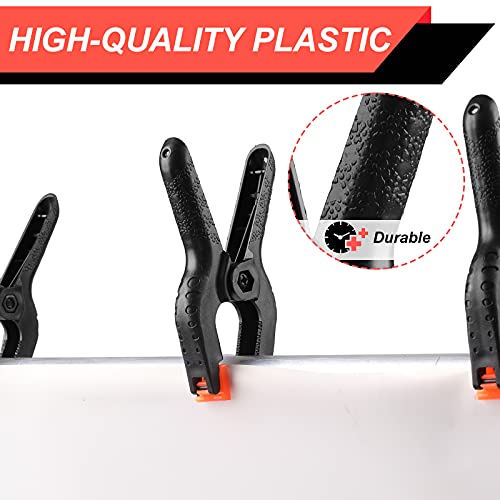 12 Pack Plastic Spring Clamps, 3.5inch Small Heavy Duty Clips for Crafts, Backdrop Stand, Woodworking, Photography Studios (Black) Romeda