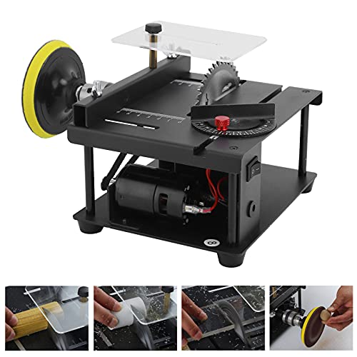 Mini Table Saw, 100W Electric Portable Desktop Circular Saw Household DIY Hobby Table Saw 0-90 Angle Wood Cutting Tools for Woodworking Crafts