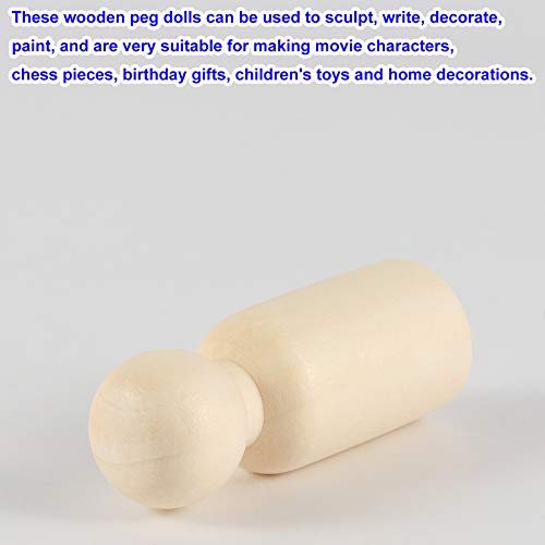 KOHAND 150 Pack Unfinished Wooden Peg Dolls, Natural Wooden Peg Doll Body, Wooden Peg Doll People for DIY Crafts, Wedding,Home Party Decoration KOHAND
