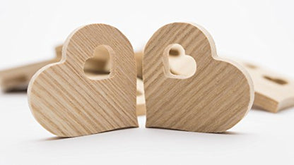 1.5 Inch Wood Hearts for Crafts, Unfinished Wooden Heart Cutout Shape, Wooden Hearts (1.54 Inch Width x 1.5 Inch Height x 0.2 Inch Thickness) - 30