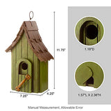 Glitzhome Green Hand Painted Garden Wood Birdhouse with Single Roof Hanging Bird House for Outside glitzhome