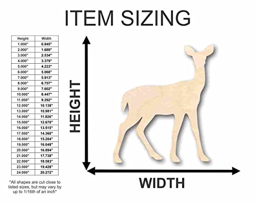 Unfinished Wood Deer Shape - Animal - Craft - up to 24" DIY 10" / 1/4" 24 Hour Crafts