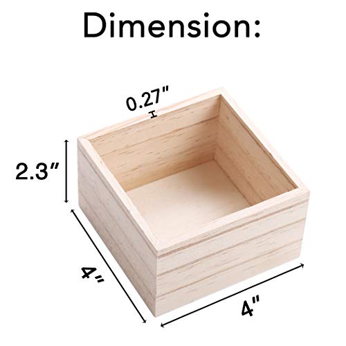 Wooden Boxes Rustic Unfinished Square Wood Box Crates for