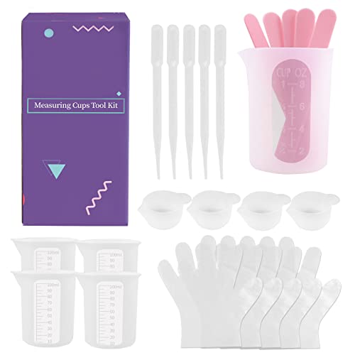 Silicone Measuring Cups for Resin Kit - 250 & 100 ml Precise Scale Silicone Resin Mixing Cups, Durable for Epoxy Resin Mixing, Resin Molds, Jewelry