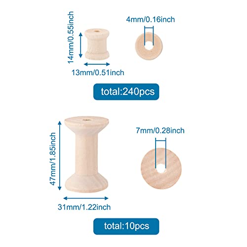 250pcs Wooden Empty Thread Spools Unfinished Wood Cylinder Wire Weaving Bobbins for Arts Crafts Cord Roll Sewing Stitch Embroidery Floss Thread EEE ELECRELIVE