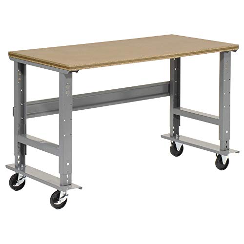 Global Industrial Mobile Adjustable Height Workbench, Shop Square Edge, 72" W x 36" D, Gray - WoodArtSupply