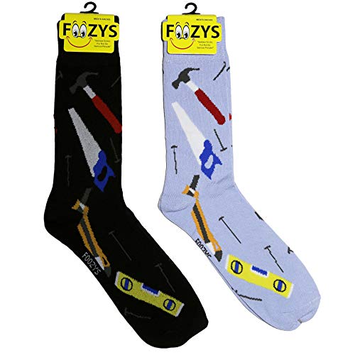 Foozys Men’s Fun Tools Working Man Novelty Crew Socks | 2 Pair - WoodArtSupply