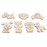 200 Pcs Unfinished Wooden Animal Cat Dog Shapes Wooden Cutouts Chips Colorable Animal Crafts Empty Wooden DIY Ornaments for Home Kindergarten Tissting