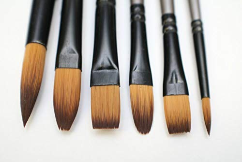 Mont Marte Gallery Series Acrylic Brush Set, 6 Piece. Selection of Synthetic Hair Paint Brushes Suitable for Acrylic Painting - WoodArtSupply