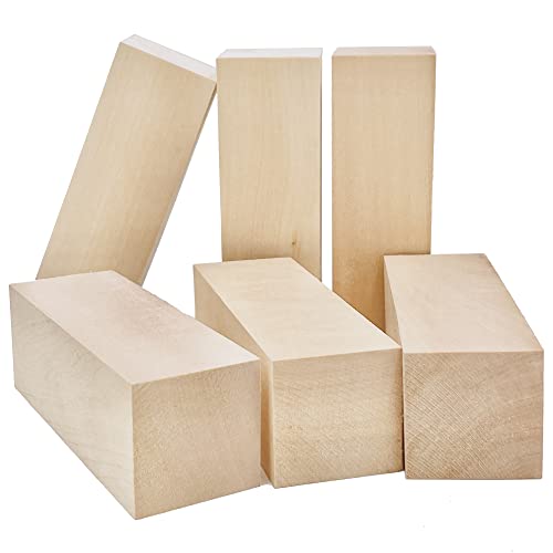 Thiecoc 6 Pcs Basswood Carving Blocks 6x2x2 Inch Basswood for Wood Carving Wood Craft Wood Blocks for Whittling Wood - WoodArtSupply