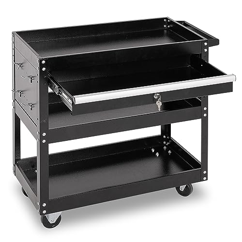 SUN & SUMMER Tool Chest with Wheels, Rolling 3-Tier Tool Box with Wheels 330 LBS Capacity Heavy Duty Utility Industrial Service Cart with Locking SUN & SUMMER