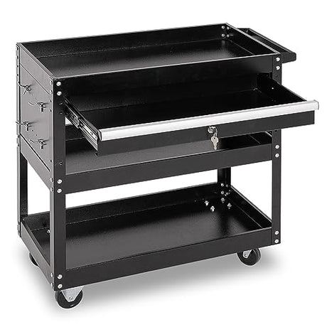 SUN & SUMMER Tool Chest with Wheels, Rolling 3-Tier Tool Box with Wheels 330 LBS Capacity Heavy Duty Utility Industrial Service Cart with Locking SUN & SUMMER