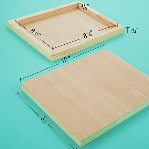 PHOENIX 8x10 Inch Unfinished Birch Wood Panel Boards for Painting - 6 Pack Professional 3/4" Wooden Cradled Panels for Mixed-Media Painting, PHOENIX