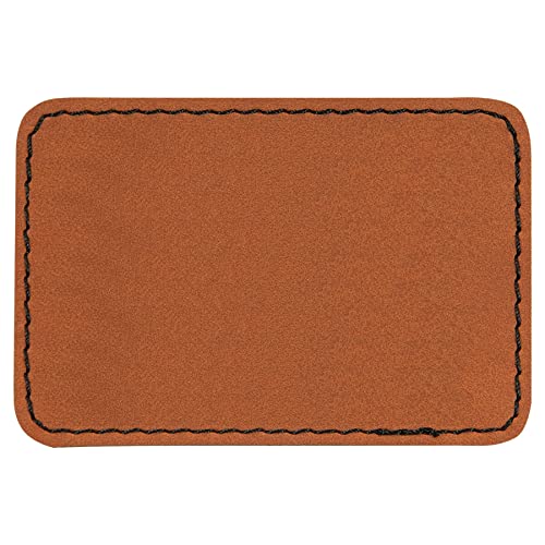 Rectangle Laserable Leatherette Patch with Adhesive, Blank Hat Patches, Glowforge Laser Supplies, Faux Leather, 10 Pack, Rawhide AMERICAN PERSONALIZED