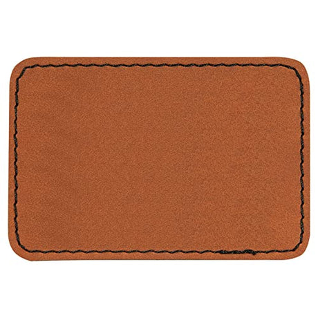 Rectangle Laserable Leatherette Patch with Adhesive, Blank Hat Patches, Glowforge Laser Supplies, Faux Leather, 10 Pack, Rawhide AMERICAN PERSONALIZED