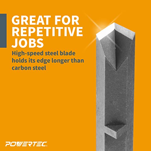 POWERTEC 71036 Squaring Chisel w/Premium Grade HSS Blade | Hinge Recess Corner Wood Chiseling Tool POWERTEC