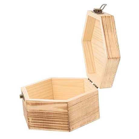 KALLORY Box Jewelry Case Jewelry Organizer Jewelry Display Case Vintage Storage Case Ring Holder Wood Crafts Showcase Wooden Clamshell Hexagon KALLORY