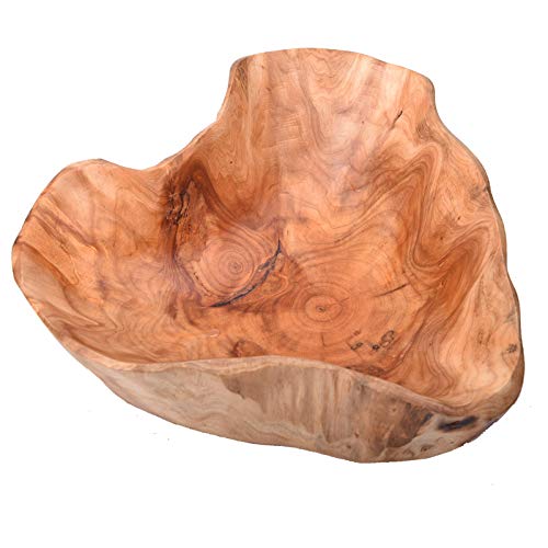 KIDYBELL Wood bowl(12"-14"),Handmade Natural Root Carving Bowl Fruit Salad Bowl Creative Wooden Bowl - WoodArtSupply