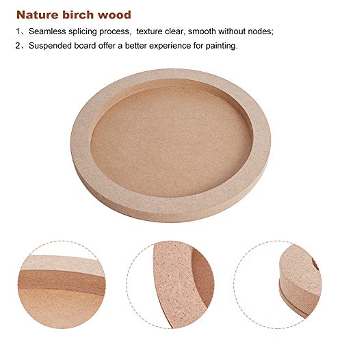 OLYCRAFT 3pcs Wood Canvas Boards Round Wood Painting Boards, Unfinished Wood Paint Pouring Panel Boards for Painting Crafts (5.7", 7.8" & 9.6"