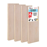 U.S. Art Supply 4" x 12" Birch Wood Paint Pouring Panel Boards, Studio 3/4" Deep Cradle (Pack of 4) - Artist Wooden Wall Canvases - Painting U.S. Art Supply