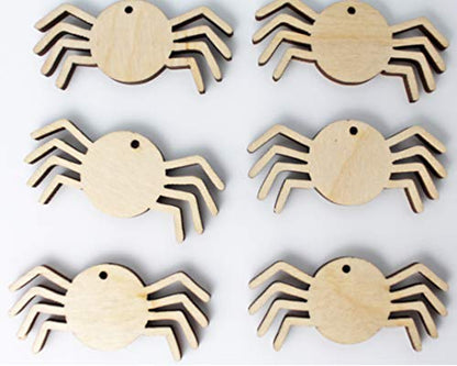 ALL SIZES BULK (12pc to 100pc) Unfinished Wood Wooden Laser Cutout Halloween Spider Dangle Earring Jewelry Blanks Shape Charms Crafts Made in Texas