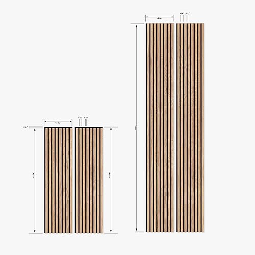 SLATPANEL Two Acoustic Wood Wall Veneer Slat Panels - Oak | Natural Core | 47.24” x 12.6” Each | Soundproof Paneling | Wall Panels for Interior Wall