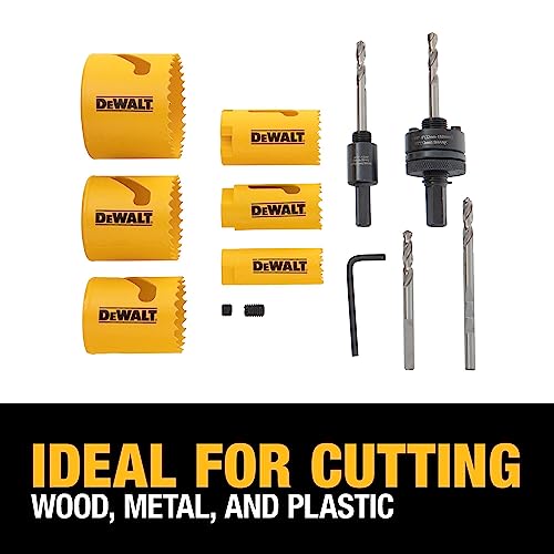 DEWALT Hole Saw Kit, Standard Electrician's Set, Bi-Metal (D180002) , Yellow - WoodArtSupply